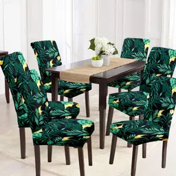 Cortina Pack Of 6 Green Printed Chair Covers-19