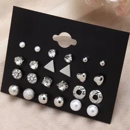 TheVineGirl Set Of 12 Silver-Plated Alloy Cubic Zirconia Studs-picture-23