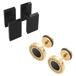 shobhram Set Of 2 Silver-Plated Contemporary Studs Earrings-18