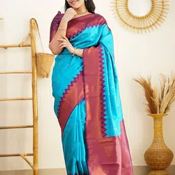 AMRUTKALA SAREES Woven Design Zari Silk Blend Banarasi Saree-image-62