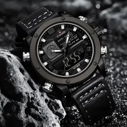 Naviforce Men Round Dial Analogue Digital Watch NF9236 B/GY/B_-Black-1