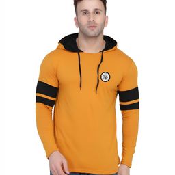 BEYOU FASHION Men Striped Hooded Cotton Slim Fit T-shirt-image-66