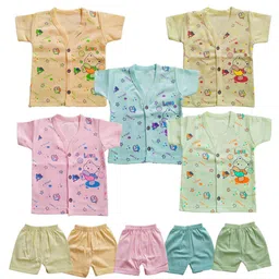 KIDDIEKISSES Kids Pack Of 5 Printed Pure Cotton Jhablas With Shorts-16