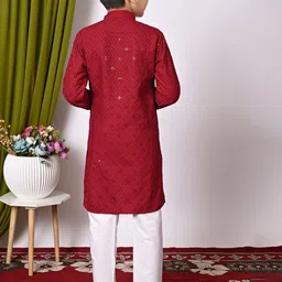 BAESD Boys Embroidered Regular Sequinned Kurta with Pyjamas image 2