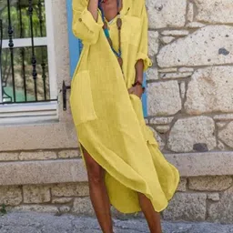 all about you Women Cotton Shirt Midi Dress-image-43