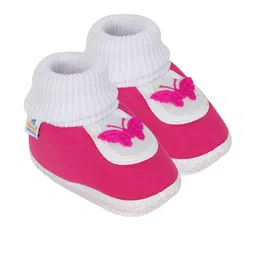 Neska Moda 12 To 18 Months Non Slip Butterfly Toddler Baby Unisex Cotton Booties (Toe to Heel Length - 14 cm, Rani)-image-46