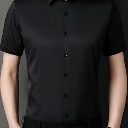 StyleCast x Revolte Men Slim Fit Solid Spread Collar Casual Shirt-image-63