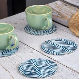 LOOMSARTE Set Of 4 Printed Round Wooden Coasters-61