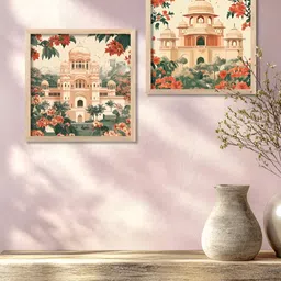 Kotart Brown & Green 2 Pieces Madhubani Wood Wall Art-46