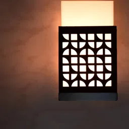 Gojeeva Black & White Textured Contemporary Rectangle Shaped Wooden Wall Lamp-13
