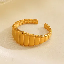 LULU & SKY Gold Plated Adjustable Stainless Steel Finger Ring-picture-2
