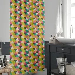 ArtzFolio Green & White Geometric Printed Waterproof Shower Curtain-10