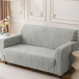 House Of QuirkDouble Seater Jacquard Waterproof Crizzle Pattern Fabric Sofa Cover-image-6