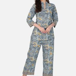 KAHVA Printed Pure Cotton Tunic With Trousers Co-Ords-picture-55