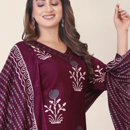 KALINI Women Floral Printed Regular Sequinned Kurta with Harem Pants & With Dupatta image 3
