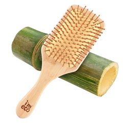 IMECO Set Of 4 Detangling Bamboo Flat Paddle Brush Combs image 4