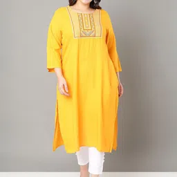 Sztori Floral Embroidered Yoke Design Sequined Straight Kurta-picture-11