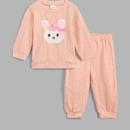 hopscotch 2-Pc Cozy Cable Bunny Sweatshirt & Joggers-picture-11