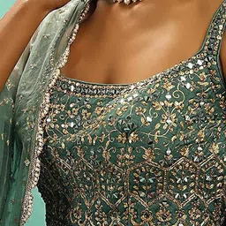 DIVASTRI Embroidered Sequinned Semi-Stitched Lehenga & Unstitched Blouse With Dupatta image 5