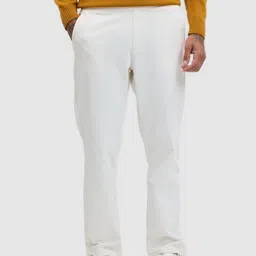 Snitch Men Off White Textured Regular Fit Trousers-image-98