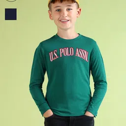 U.S. Polo Assn. Kids Boys Set of 2 Brand Logo Printed Pure Cotton T-shirts-image-31