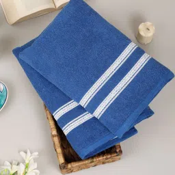 Creeva Comfort Living Blue & White 2 Pieces Striped Cotton 410 GSM Bath Towels-picture-22