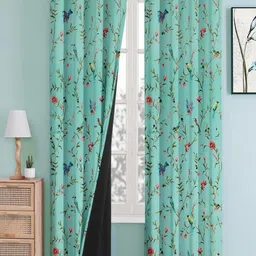 Cloth Fusion Green & Blue Set of 2 Floral Room Darkening Door-image-20