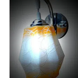 Somil Premium Designer Glass Wall / Night Lamp Elegant & Stylish Dcor Accent for Modern Interiors, color, Orange, White, Size:- 22.5 X 26.5 X 29 CM-97