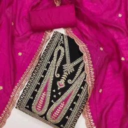 LeeliPeeri Designer Paisley Embroidered Sequinned Silk Unstitched Dress Material-image-89