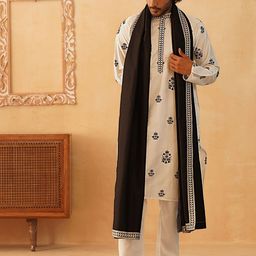 Jompers Men Floral Embroidered Kurta with Pyjama & Dupatta-49
