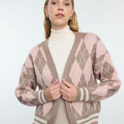 Trendyol Women Argyle Printed Cardigan-17