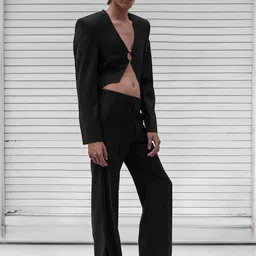 ALTER-X Tailored-Fit Notched Lapel Collar Single-Breasted Blazers-image-34