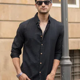 Powerlook SS25 Structure Vertical Striped Casual Shirt-image-90