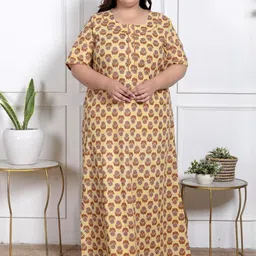 Swasti Floral Printed Cotton Maxi Nightdress-image-83