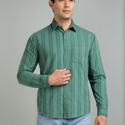 Richlook Men Classic Fit Vertical Striped Spread Collar Cotton Casual Shirt-image-62