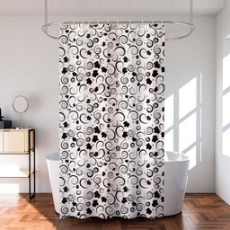 Kuber Industries Black & White 2 Pieces Printed Shower Curtains-11