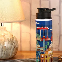 PENTADECO Blue & Green Single Aluminium Printed Single Wall Vacuum Water Bottle-image-40