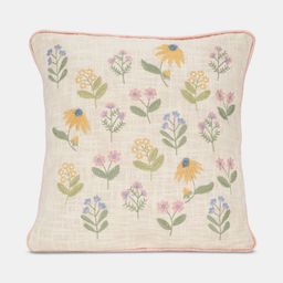 Living scapes by Pantaloons Off White & Yellow Embroidered Square Cushion Covers-image-94
