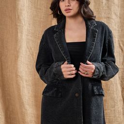 SASSAFRAS Denim Oversized Single Breasted Blazer-image-18