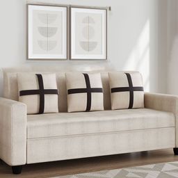 Alliewood Cream Wooded 3 Seater Sofa-image-8