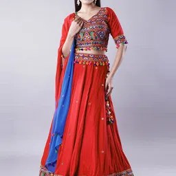 Utsav Fashion Ethnic Motifs Embroidered Ready to Wear Lehenga & Blouse With Dupatta-picture-48