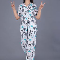 ao services Printed Pure Cotton Shirt & Trousers Night Suits-image-89