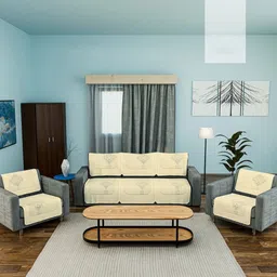 Aura Cream-Coloured Cotton Sofa Cover-8