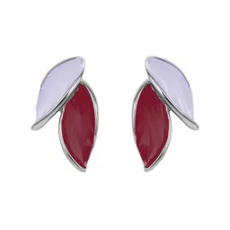 VAGHBHATT Silver-Plated Leaf Shaped Enamelled Studs image 3