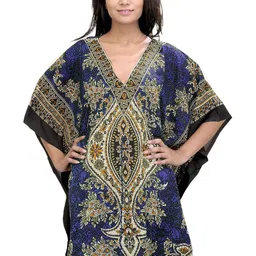 Exotic India Women Ethnic Motifs Print Kaftan Midi Dress-image-60