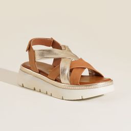 Peach Flores Leather Wedge Pumps with Buckles-image-89