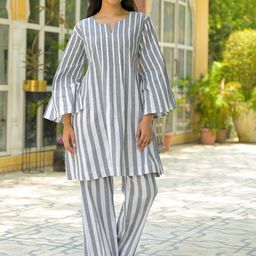 The Hope Women Striped Pure Cotton Co-Ord Sets-image-34
