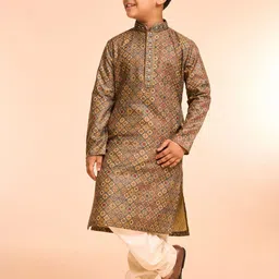 Manyavar Boys Ethnic Motifs Printed Kurta with Pyjama-image-28
