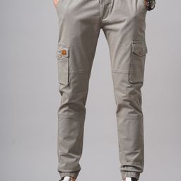 PAUL STREET Men Smart Slim Fit Cargos Trousers-image-89