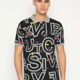 Duke Men Conversational Printed Polo Collar Cotton Slim Fit T-shirt-image-70